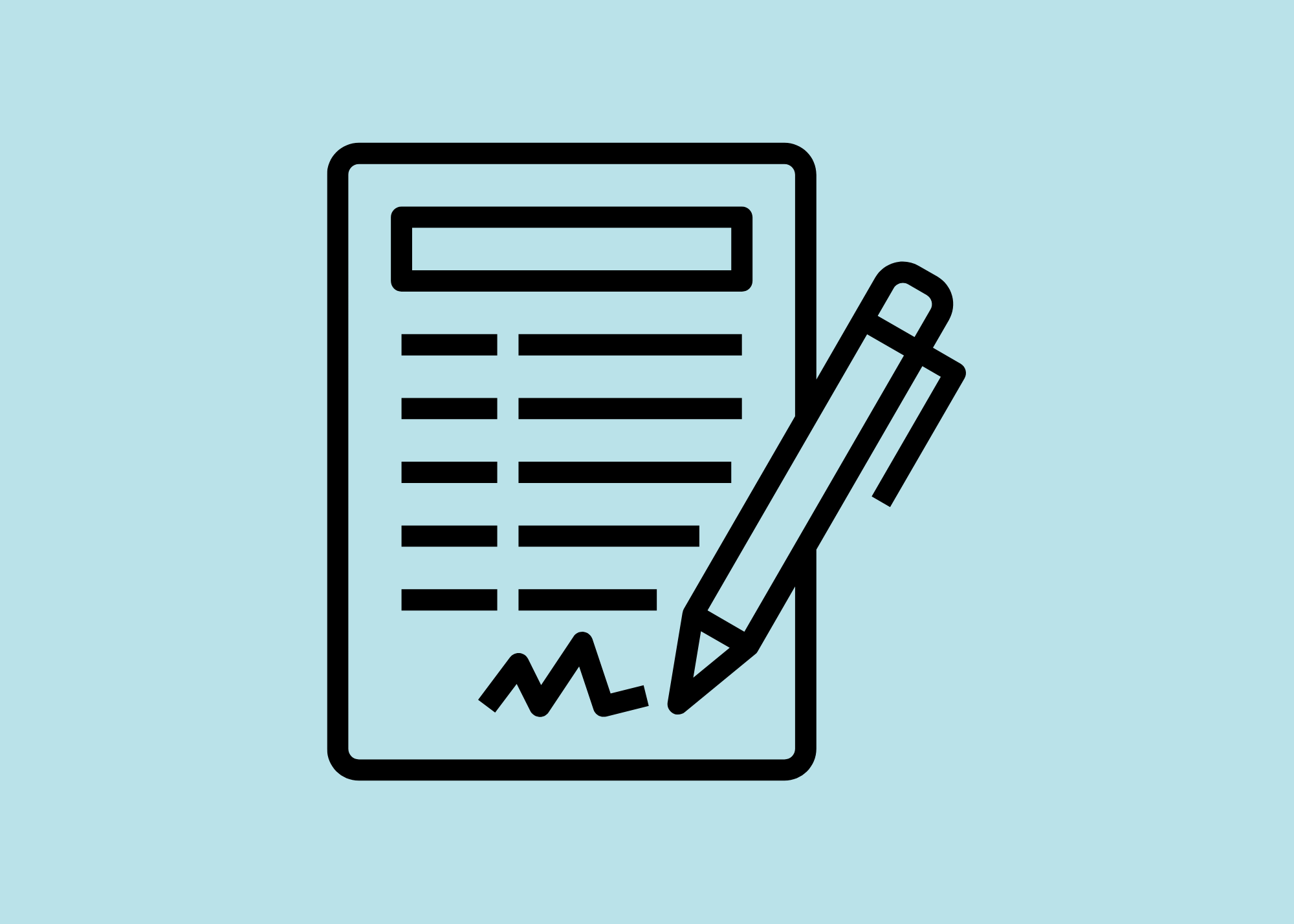 A document with a signature line and a pen.